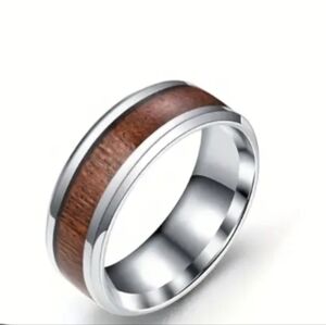 Men's Titanium Koa Wood Wide Band Ring New Sz 11